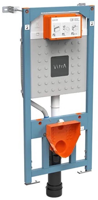 VitrA - Ensemble complet WC-bidet à montage apparent - WC-bidet sans rebord VitrA Integra Round avec siège + réservoir encastré VitrA V-Fix Prime + plaque de commande VitrA Origin blanche