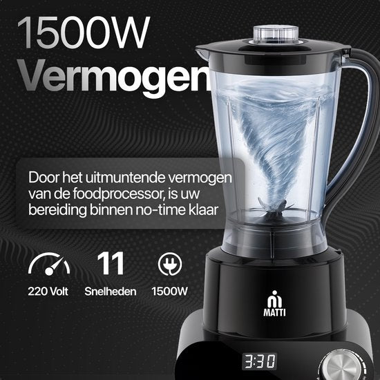 MATTI® 5-in-1 - Robot ménager - 1500 watts - Robot ménager - Robot ménager multifonctions | Blender - Hachoir - Presse-agrumes - Broyeur de glace