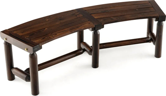 Banc de jardin Coast pour 2 à 3 personnes - Courbé - En bois - Résistant aux intempéries - Renforcé - 139 x 36 x 41 cm - Marron