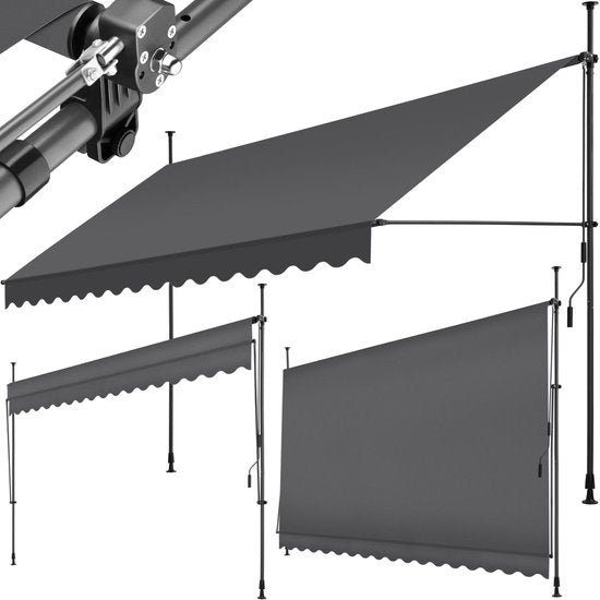 tectake - store à pinces - parasol - store - réglable - store à pinces - parasol balcon - 400 x 180 cm - noir gris - store - 404970