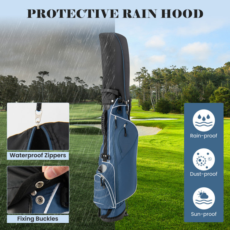 Coast Golf Stand Cart Bag - Séparateur à 4 voies - Léger avec 4 compartiments de rangement - Housse de pluie incluse - Poignées et double bandoulière - Dimensions : 36 x 32 x 112 cm - Couleur : Noir