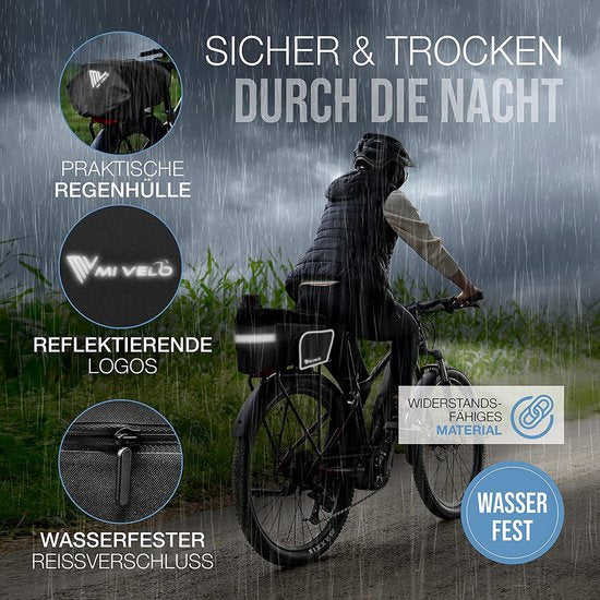 MIVELO - Sacoche de transport - sac à bagages vélo - extensible jusqu'à 20 l - résistant à l'eau - 20 l noir