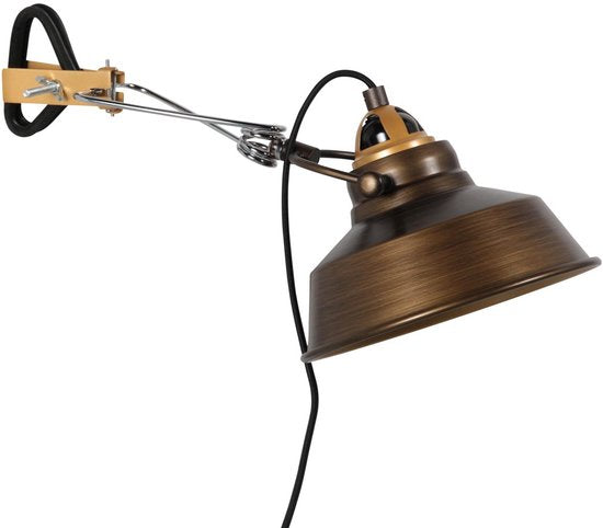 Applique murale en bronze Nove 1320BR avec douille E27, cordon de 190 cm et interrupteur, design industriel, de la marque Mexlite, en métal et en plastique