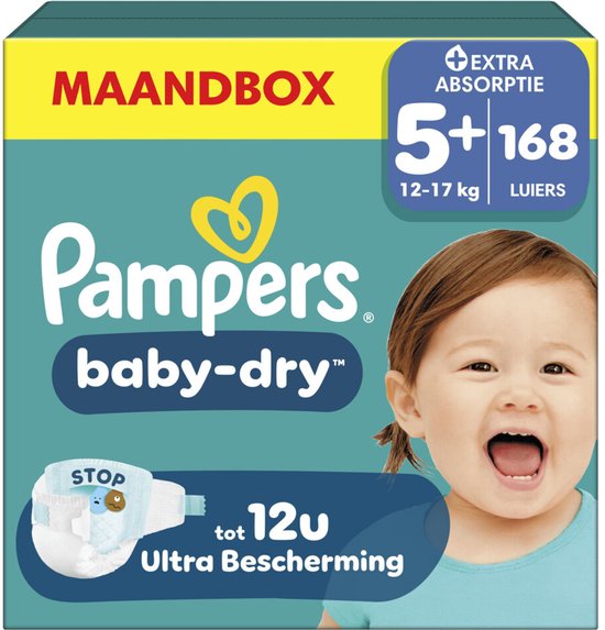 Pampers Baby-Dry taille 5+ - 168 couches - 12 kg à 17 kg