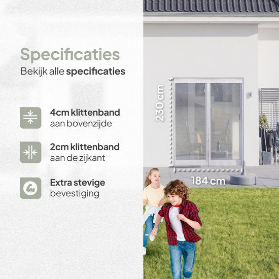 O'DADDY Rideau de porte Deluxe FIBER - Rideau à lames magnétiques - Pour les nouvelles constructions et les portes standard - Installation facile - Blanc Hor - 184x230 cm