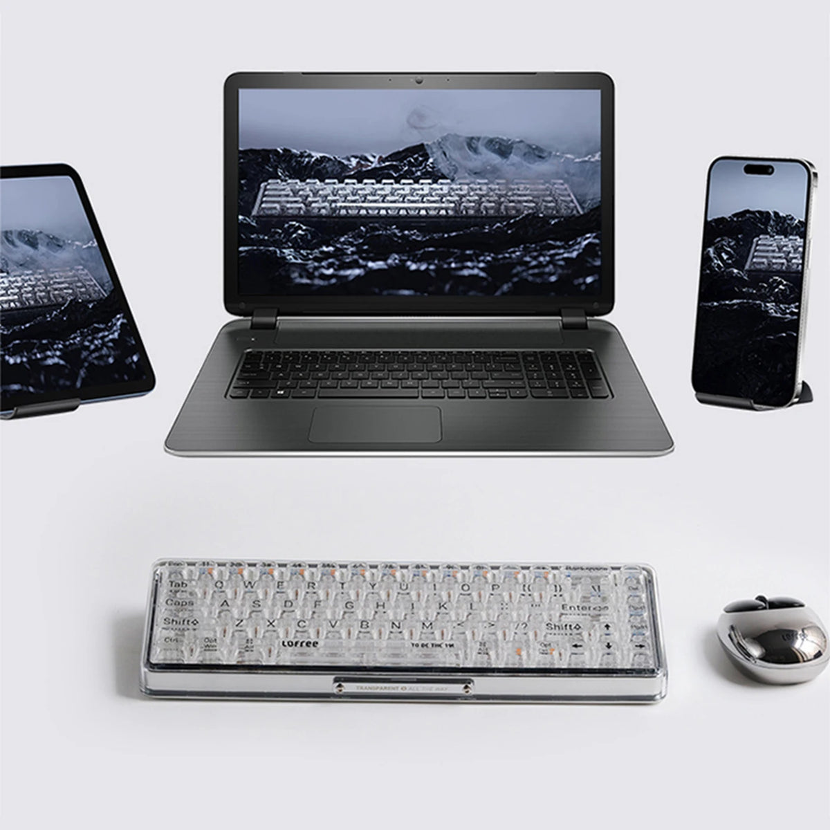 Clavier mécanique Lofree OE907 65 % transparent - QWERTY Bluetooth 5.1 - 30,6 x 14,4 x 4,3 cm