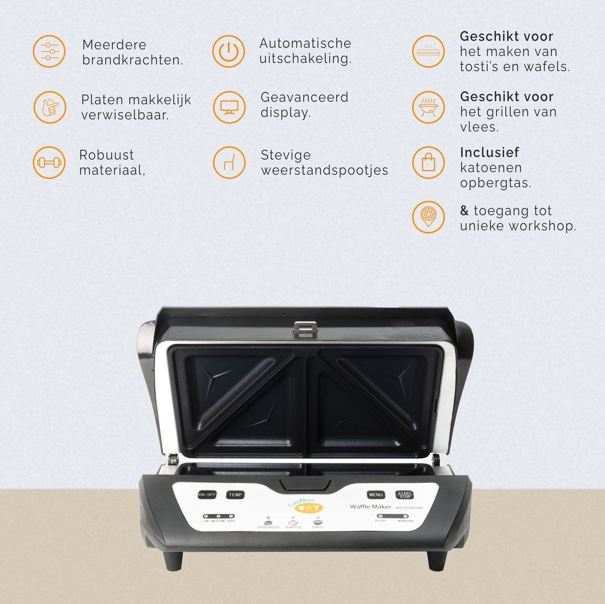 Appareil multifonction CuisiNoon, gaufrier, croque monsieur, grill, Appareil à griller et à toaster