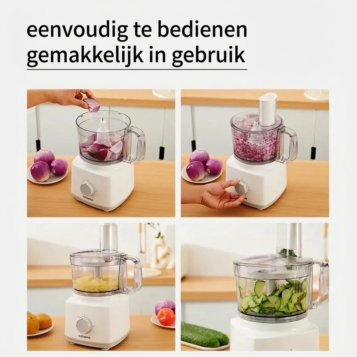Robot de cuisine Ochama 750 W – 1,8 L – Multifonction – Hachoir, mixeur, hachoir à viande, coupe-légumes et râpe – Lames en acier inoxydable