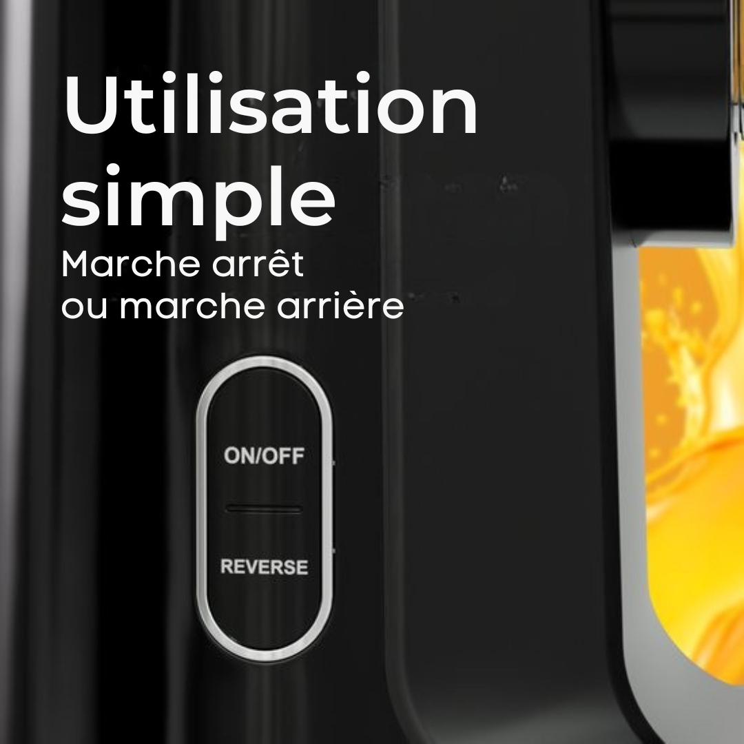 KitchenBrothers Slowjuicer - Presse-agrumes - Presse-légumes et fruits - Alimentation 43 mm et 60 mm - 400 ml - Noir