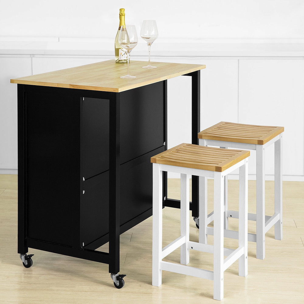 SoBuy FKW74-SCH Chariot de cuisine sur roulettes - 2 tiroirs et 2 étagères - 100x94x60 cm - Noir
