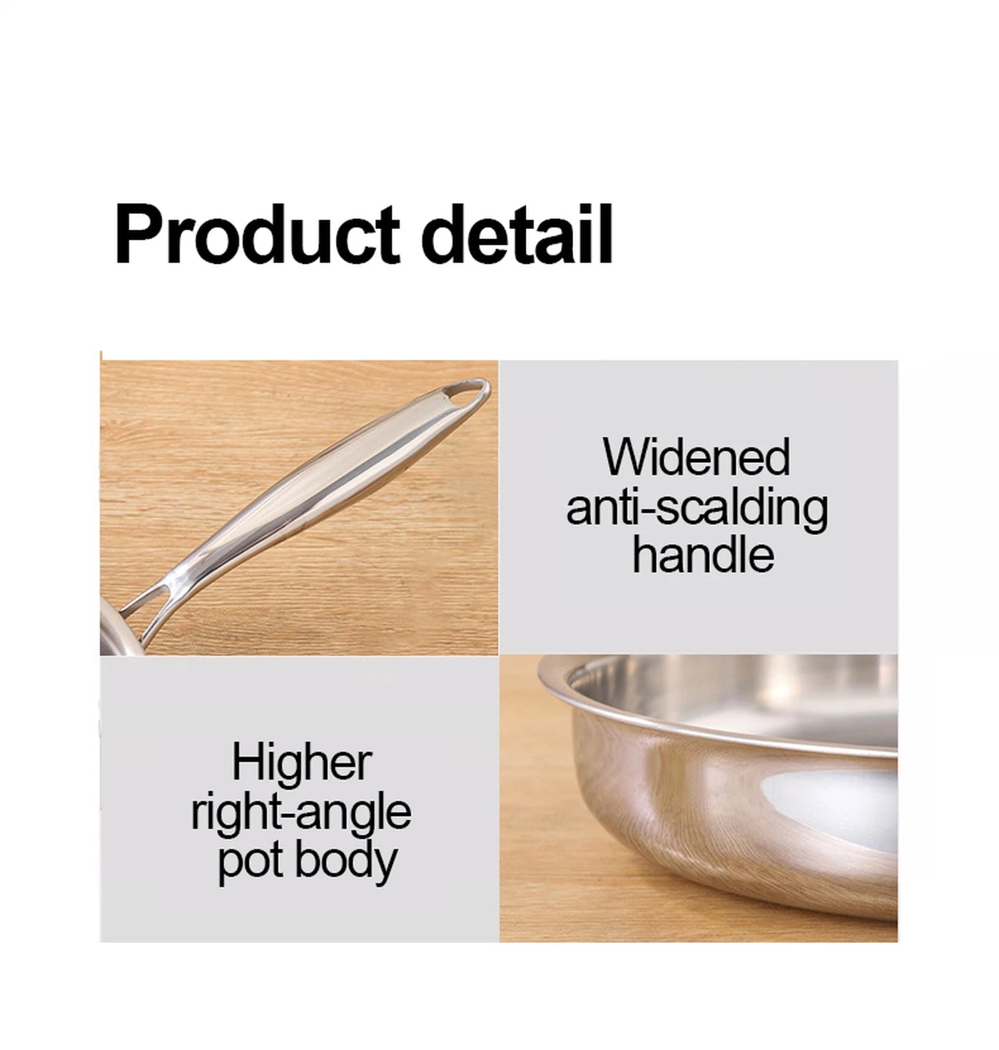 Poêle PURECOOK en acier inoxydable à triple épaisseur, 28 cm - Acier inoxydable 304 - Argent - Compatible avec tous les types de plaques de cuisson