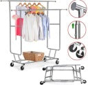 Porte-vêtements Yaheetech 128 x 55 x 173 cm - Argent - Sur roulettes - 130 kg - Double tringle à vêtements