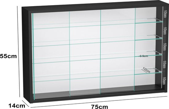 Vitrine debout vitrine murale suspendue - portes coulissantes - 75 x 55 x 14 cm