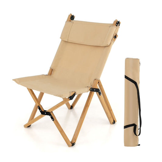 Chaise de camping pliable Coast - Bambou - Dossier réglable - Sac de transport inclus - Naturel