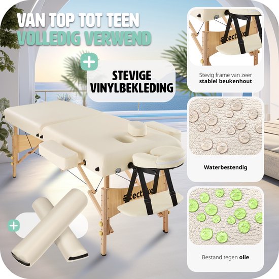 tectake® - Table de massage Table de traitement - matelas de 7,5 cm de haut + coussins roulants et sac de transport - divan de traitement - sac de rangement inclus - pliable