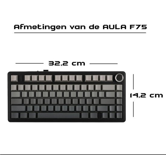 EPOMAKER x AULA F75 - Noir/Gris - Clavier mécanique sans fil - RGB - 75 % - QWERTY - Clavier gaming - Commutateurs Reaper