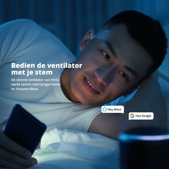 FlinQ Smart Fan - Ventilateur sur trépied - Ventilateur sur pied - Ventilateur silencieux avec rotation à 90° - contrôlé par application ou télécommande - Blanc