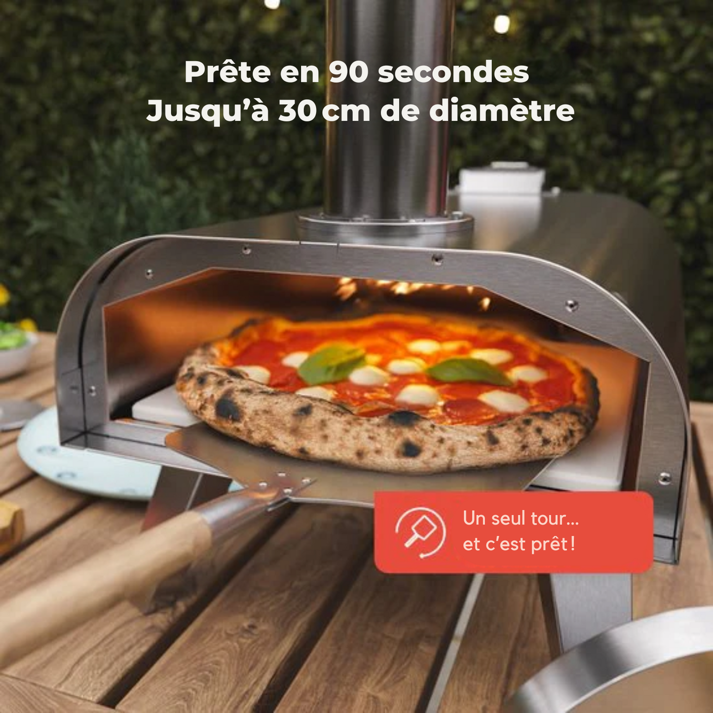 Four à Pizza - KitchenBrothers - Au feu de bois - Pierre à pizza - jusqu'à 460°C - Acier inoxydable - Four à pizza d'extérieur