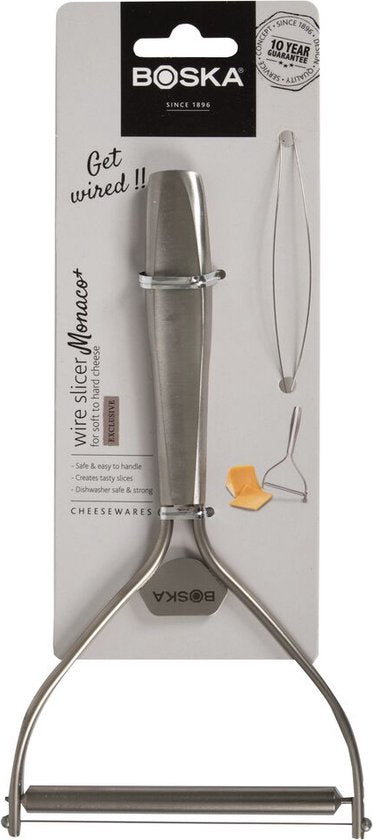 Boska Trancheur de fromage avec fil de coupe Monaco+ - Trancheur de fromage jeune - Trancheur de fromage jeune et à pâte molle sans croûte - Fil de coupe - acier inoxydable - Ustensiles de cuisine - Accessoires de cuisine - Garantie 10 ans