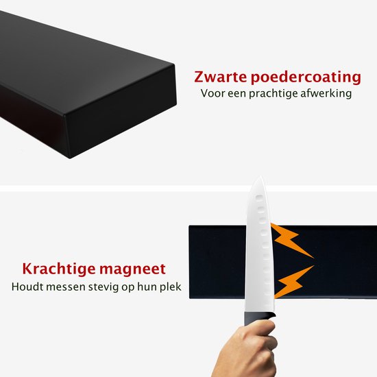 Volcan Knife Magnet - 3M Tape - Porte-couteau magnétique - 40CM - Industriel - Porte-couteau auto-adhésif - acier inoxydable