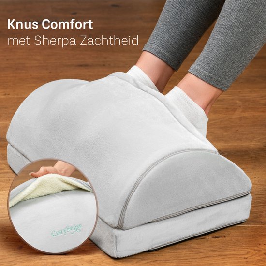 CozySense® Footrest Desk - Tabouret ergonomique à 2 hauteurs - Antidérapant et housse Sherpa lavable - Repose-pieds pour la maison et le bureau - Gris