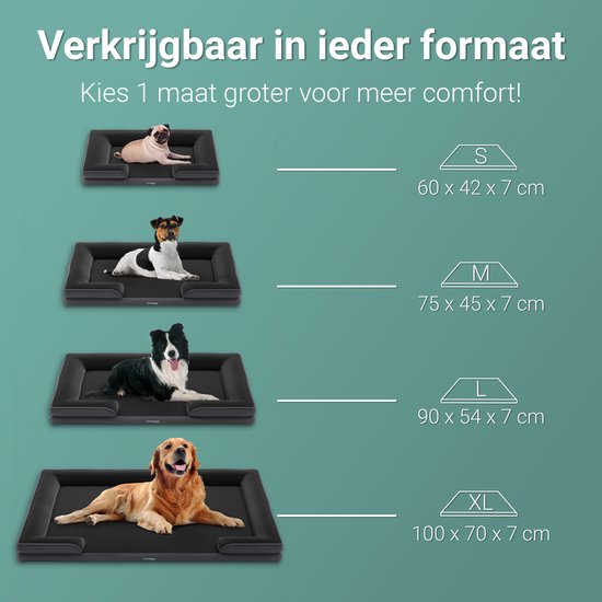 Panier orthopédique pour chien CozySense® - 60 x 42 cm - Taille S - Lit imperméable pour chien avec housse lavable - Convient comme coussin de banc - Noir