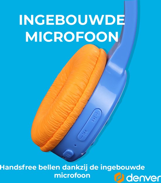 Casque Denver Kids - Bluetooth - Sans fil - Jusqu'à 85db - Casque Kids - Microphone intégré - BTH107BU
