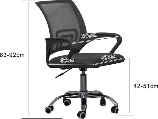 VDD Siège de bureau - noir - ergonomique - réglable en hauteur