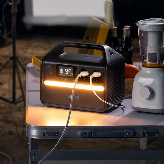 Alimentation portable Anker 535, générateur portable 512 Wh (PowerHouse 512 Wh), générateur d'extérieur de 500 W à 7 ports avec 2 sorties CA, une sortie USB-C PD de 60 W, une lampe LED pour le camping, les camping-cars, les situations d'urgence et bien pl