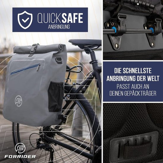 Sacoche de vélo 3-en-1 pour porte-bagages et sac à dos - étanche - 27 litres - réfléchissante - sacoche de selle pour vélo