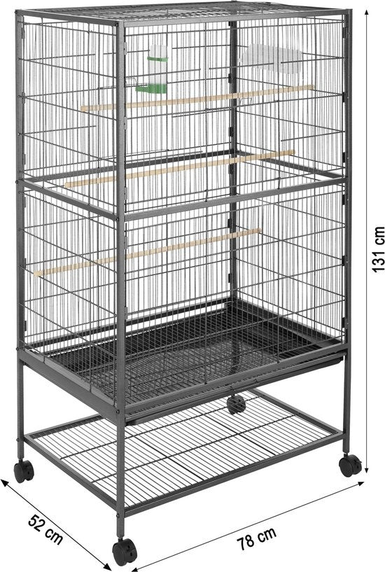 Tectake - Grande cage à oiseaux, volière 131cm de haut - 402287
