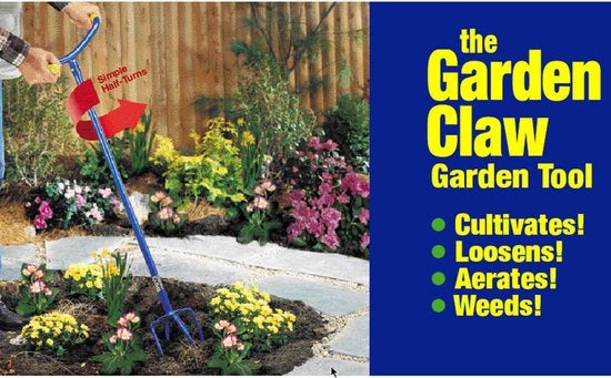 Garden Claw GG921-06 - Fourche à désherber - Longueur réglable 97-106CM - Ameublir le sol, Désherber, Aérer le sol, Cultiver - Bleu/Doré