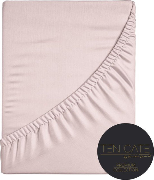 Drap-housse Ten Cate Premium - Drap-housse 90 x 200 - Draps-housses - Satin de coton - Convient aux sommiers à ressorts et aux matelas - Hauteur des coins : 30 cm - Élastique sur tout le pourtour - Ne nécessite pas de repassage - Rose - Blush