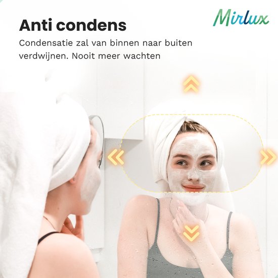 Mirlux Miroir de salle de bain avec éclairage LED et chauffage - Miroir mural ovale - Cadre noir - 100x50CM