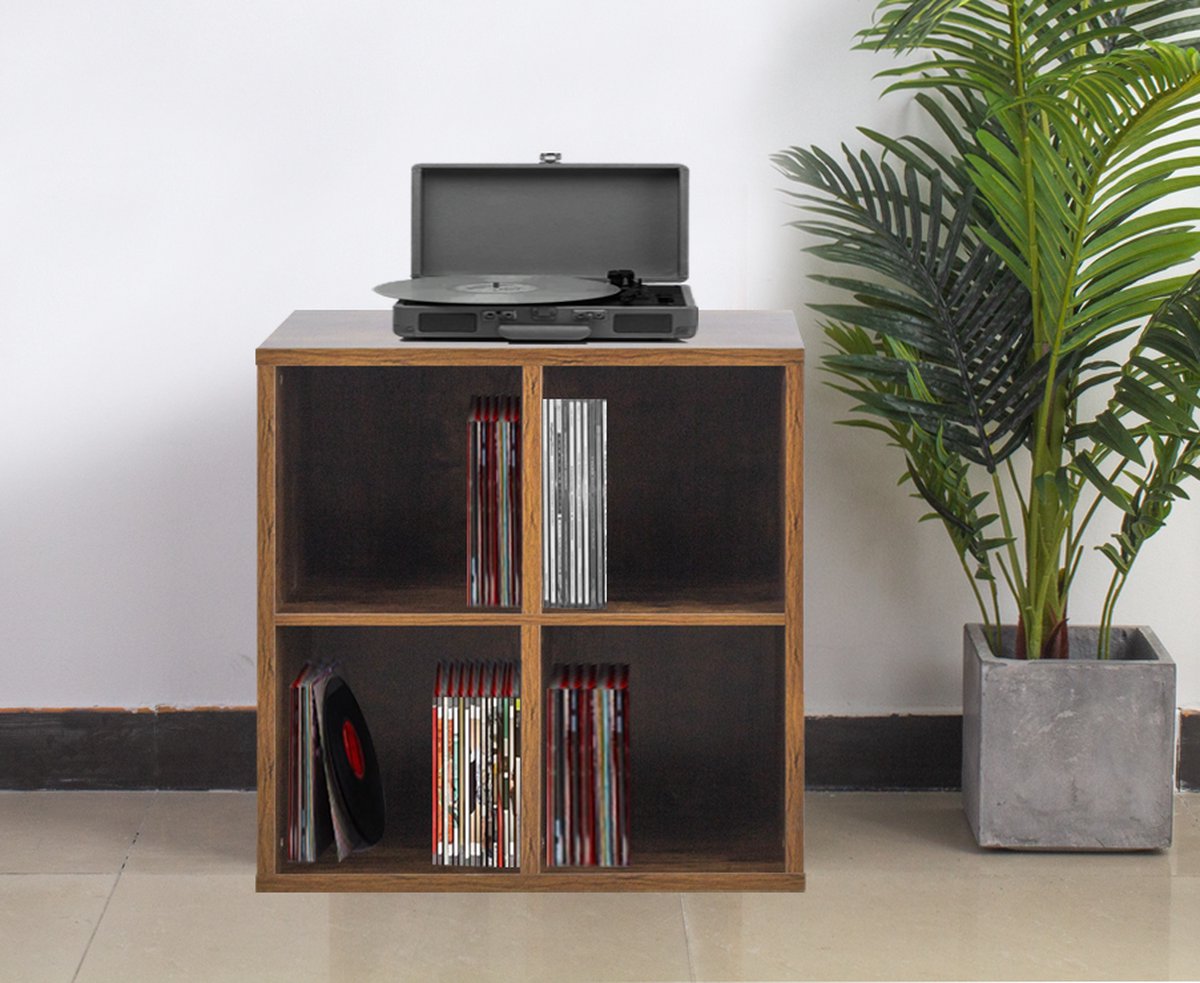 VDD Vinyl Wish - Classeur à disques - 4 compartiments - Marron - 34.50x70.50x70.50cm