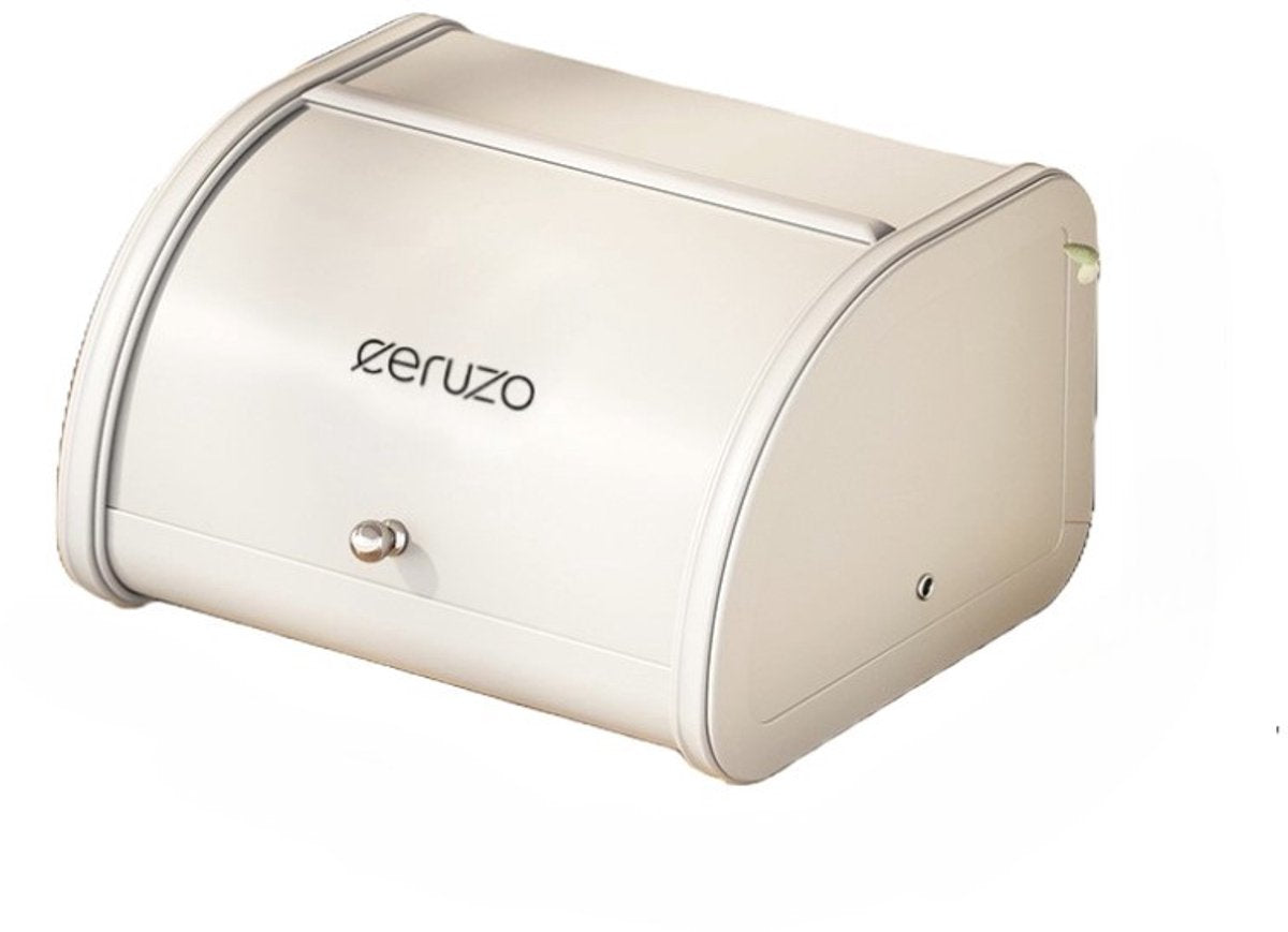 Ceruzo Corbeille à pain couvercle coulissant - Design rétro- Boîte de rangement Cuisine-Tapis beige doux- 25 x 26 x H17 cm