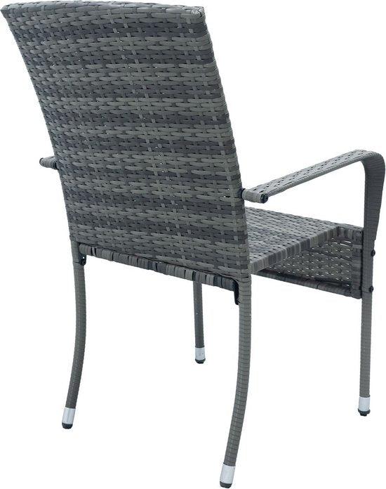 Chaises de jardin en polyrotan Yoro - 4 pièces - Gris - Empilables