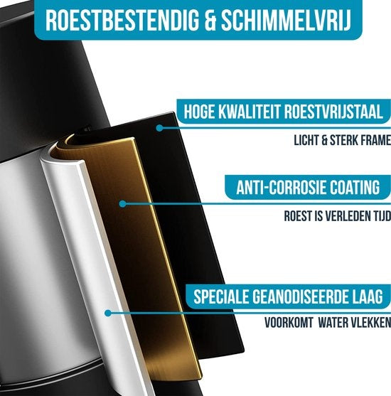 Avalo Support de douche d'angle - 2 pièces - Pas de perçage ni de vissage - Fixation par bande adhésive