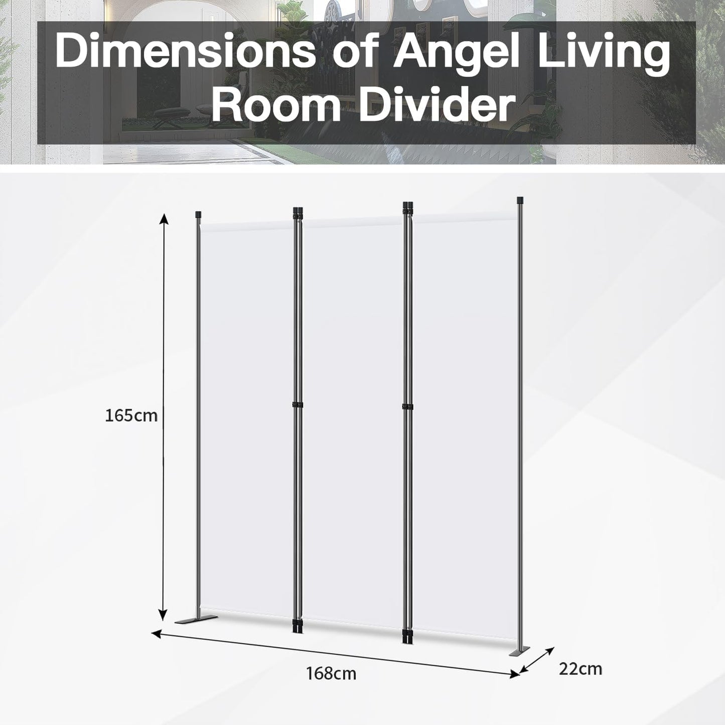 Angel Living Paravent - 3 Panneaux - 168 x 165 cm - Blanc