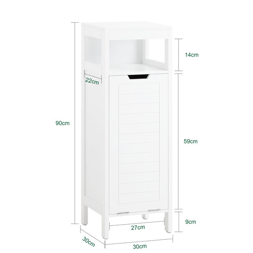 SoBuy Meuble de salle de bain avec 1 tiroir - Incluant 1 panier à linge amovible - 30 x 30 x 90 cm - Max. 15KG - Blanc