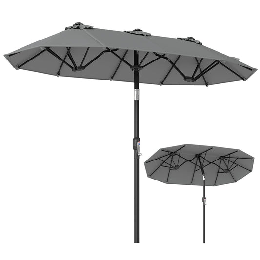 Parasol double Coast 300 x 160 cm - Rectangulaire - Inclinable - Gris