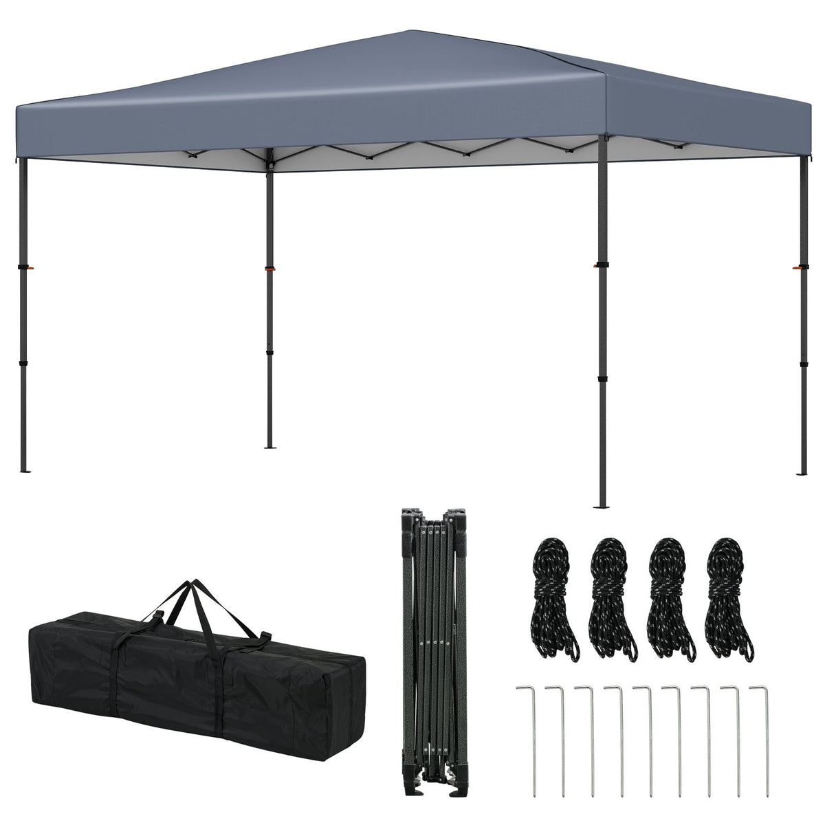 Pavillon pop-up Coast 365 x 225 cm – Protection UV avec sac de transport – Gris – Oxford Métal