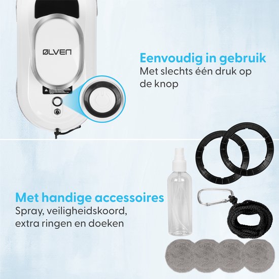 Ølven W11 Robot laveur de vitres - Télécommande incluse - Plug & Play - Anti-chute - Nettoyeur de vitres