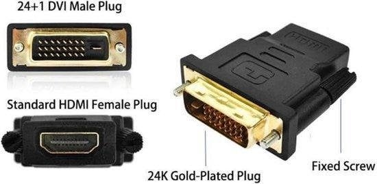 Garpex® Adaptateur DVI 24+1 vers HDMI - Convertisseur Full HD 1080p pour l'image et le son