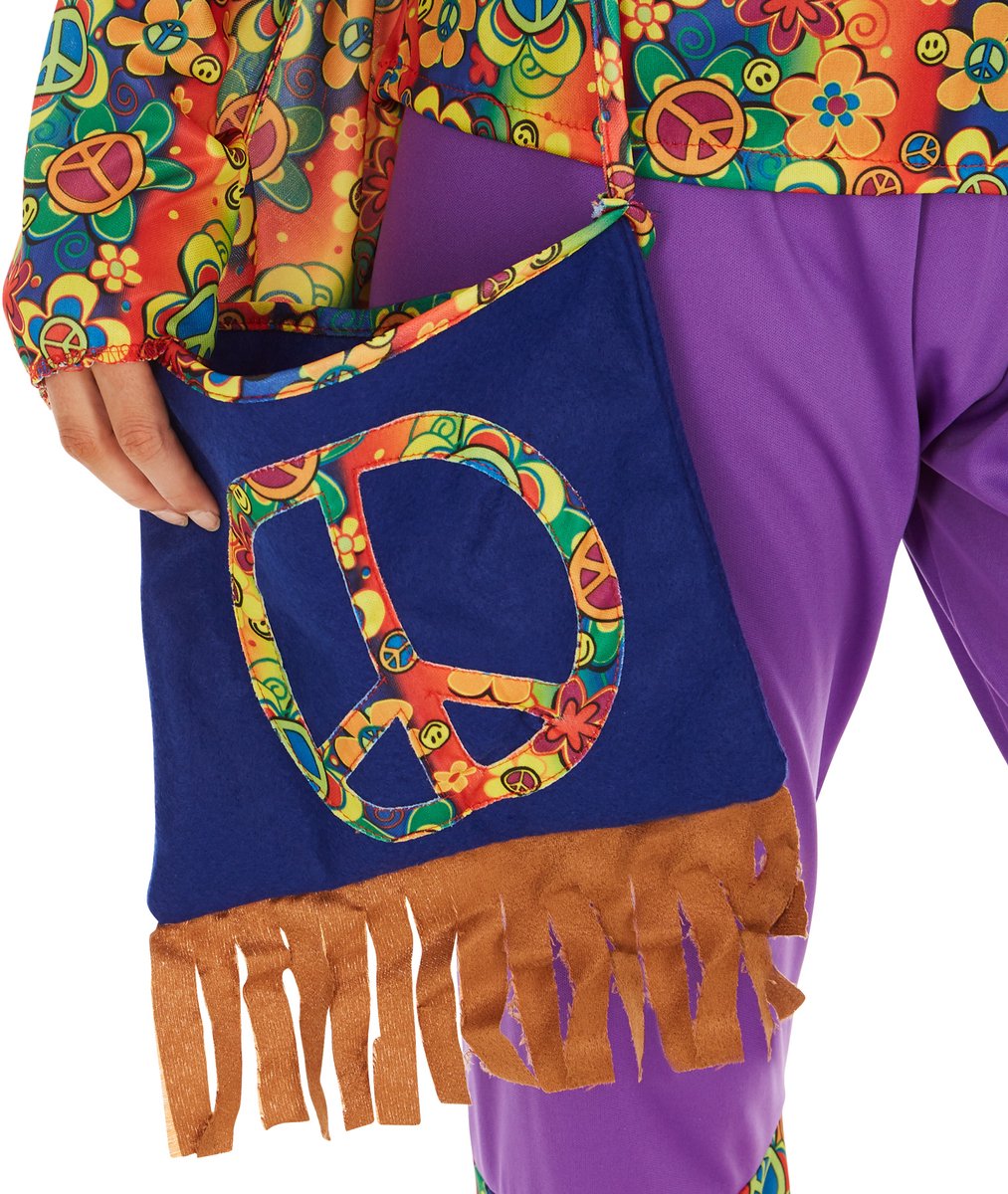 Dressforfun - Costume de hippie pour femme - Costume rétro coloré avec pantalon et haut pour le carnaval et la fête - Taille S