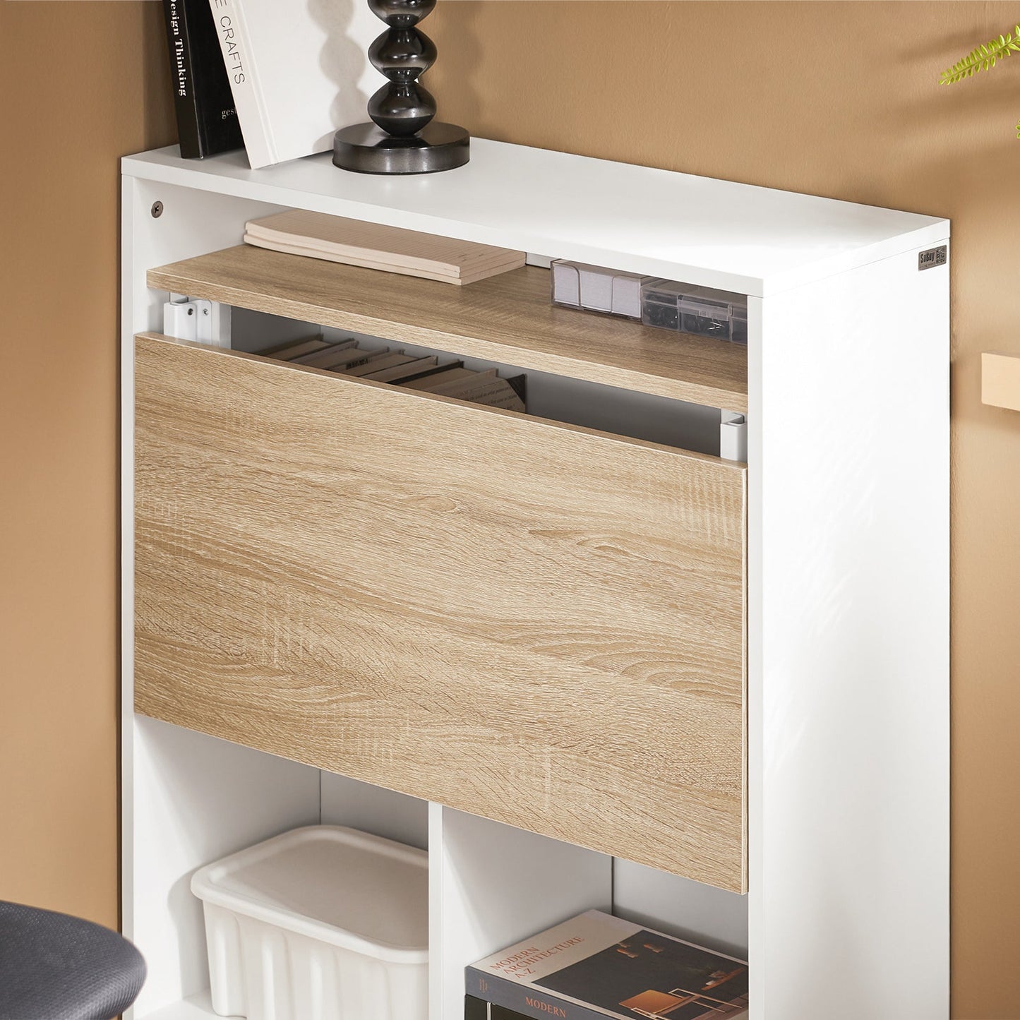 Bureau pliant peu encombrant avec étagères de rangement - SoBuy FWT104-WN - blanc - 70 x 57 x 85 cm
