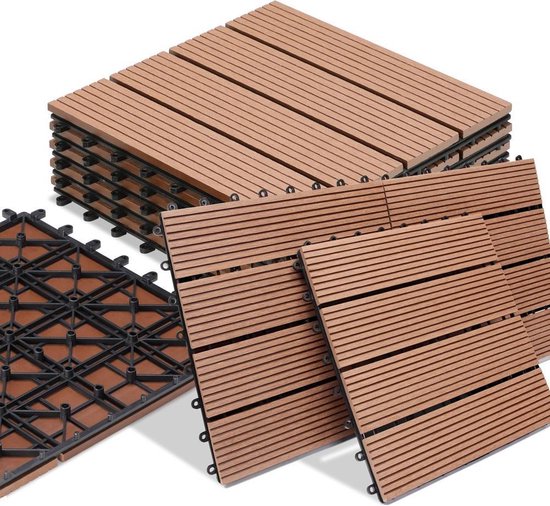 Dalles de terrasse en WPC - Lot de 22, modèle Classique 30 x 30 cm - Terracotta