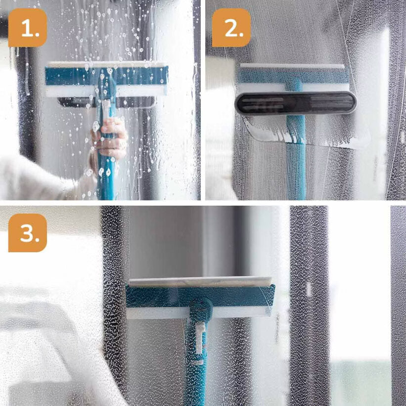 Nettoyeur de vitres Livington WindowBuddy 3-en-1 avec manche télescopique et réservoir d'eau sale