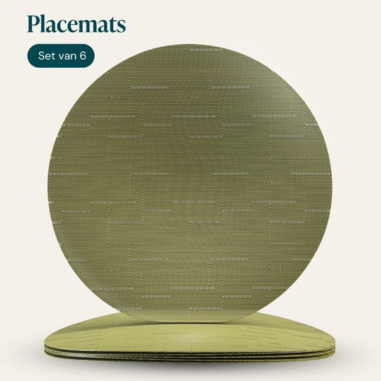Set de table Castagnola - Set de table en plastique - Sous-verre - Sets de table en plastique et PVC - 6 pièces - Diamètre 37 cm - Vert