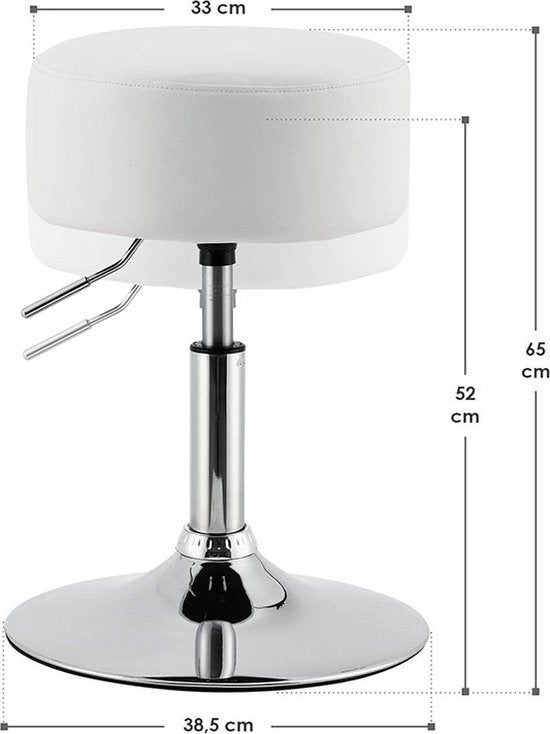 Tabouret de coiffeuse pivotant / Tabouret Tonia - Blanc - ø 38,5 x 65 cm